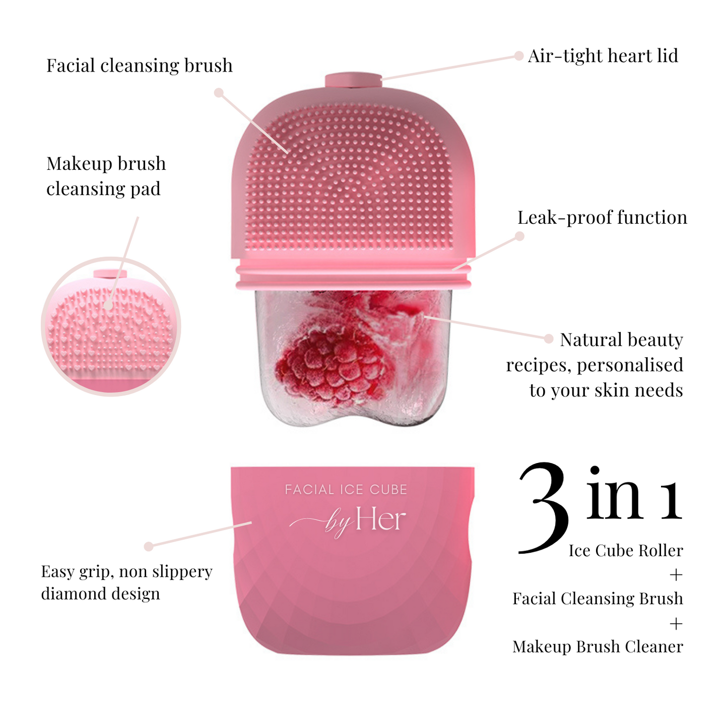 Mini Facial Ice Cube 3-in-1 with Cleansing Brush Pads